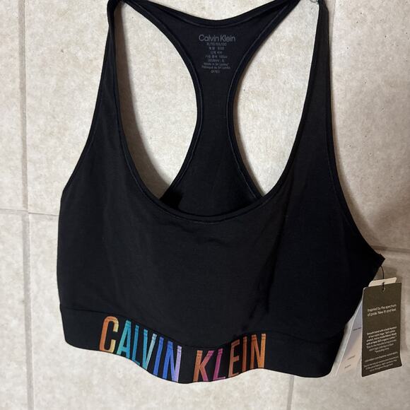 Calvin Klein Pride BLACK Sports Bralette Unlined XL Wire Free NWT - Picture 1 of 4